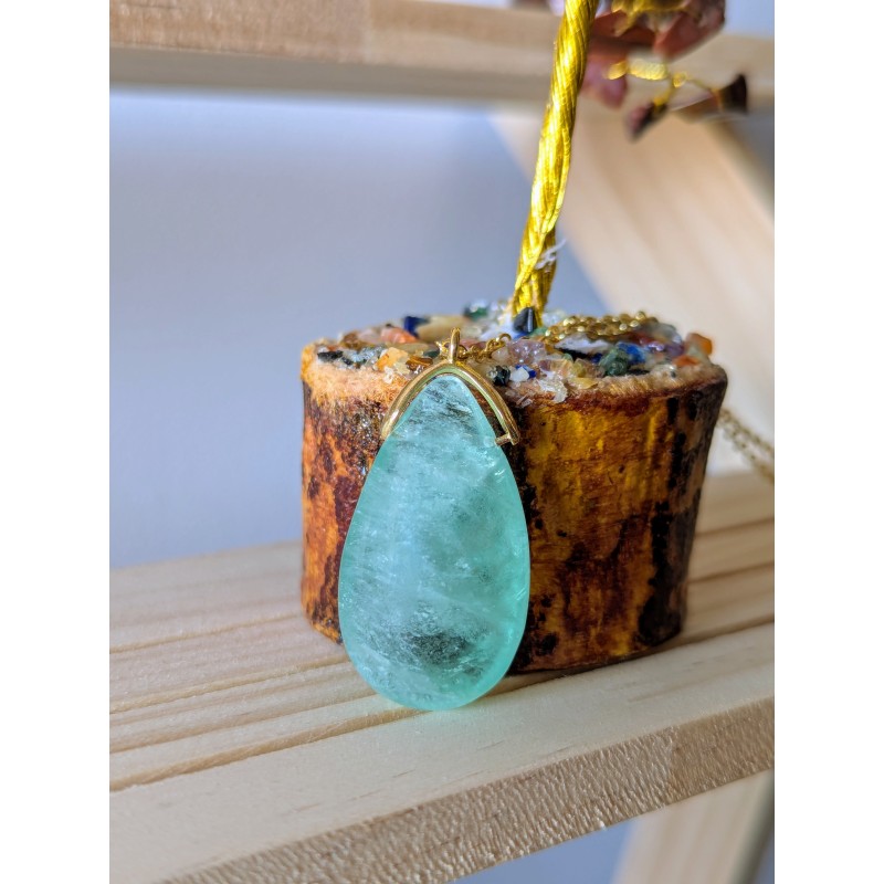 Pendentif goutte- Fluorine verte
