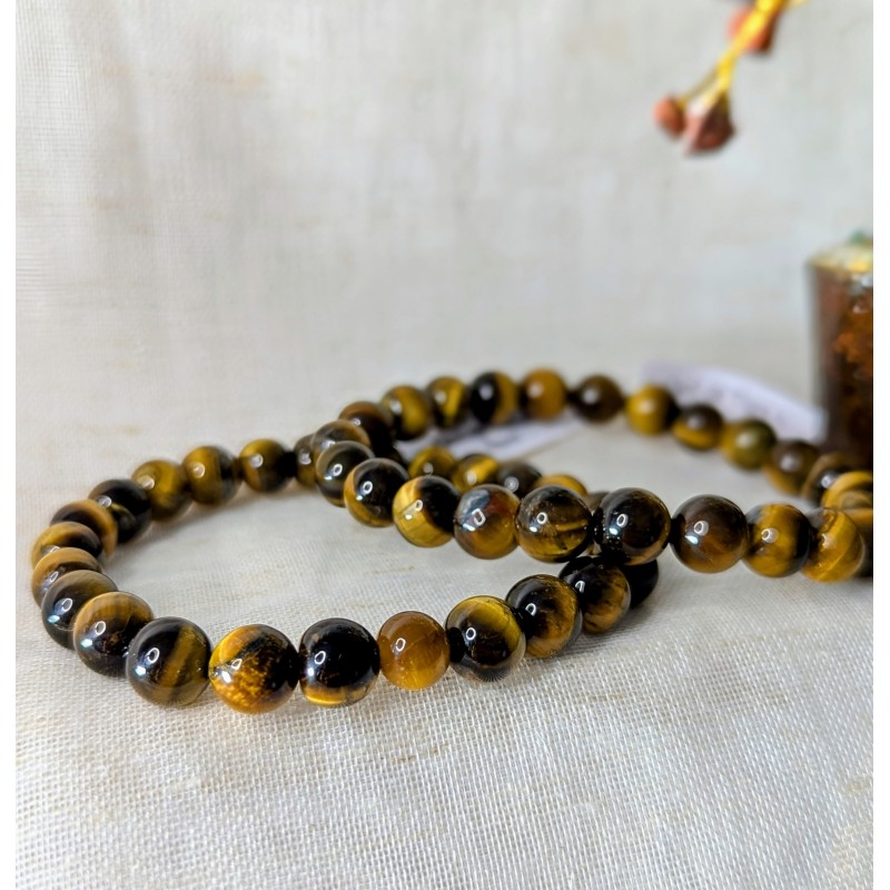 BRACELET BOULE 08MM OEIL DE TIGRE BRACELET BOULE 08MM OEIL DE TIGRE