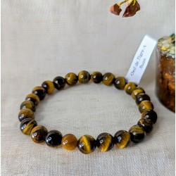 BRACELET BOULE 08MM OEIL DE TIGRE