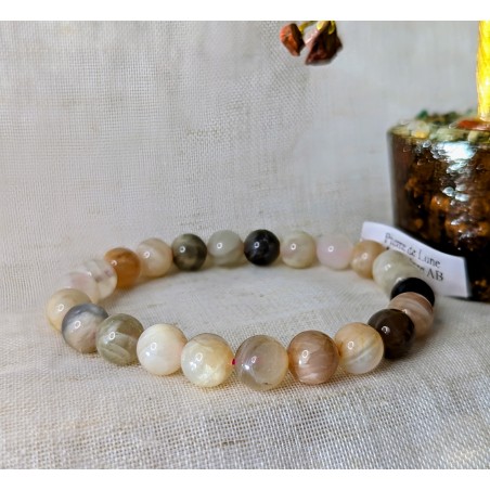 BRACELET BOULE 08MM PIERRE DE LUNE