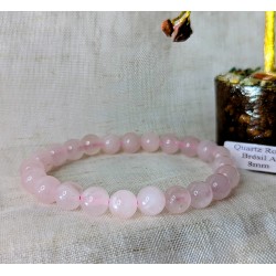 BRACELET BOULE 08MM QUARTZ ROSE