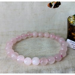 BRACELET BOULE 08MM QUARTZ ROSE