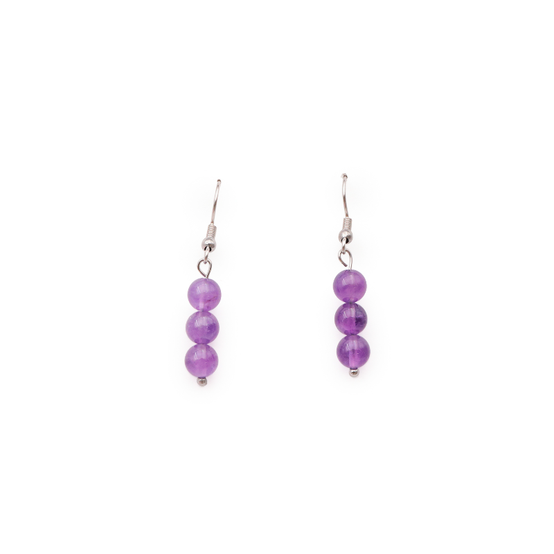 BOUCLE D'OREILLE BOULES 06MM AMÉTHYSTE