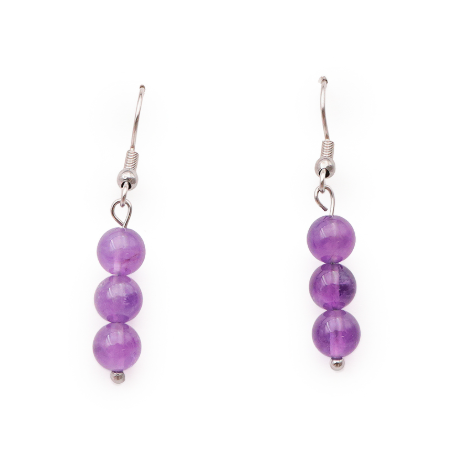 BOUCLE D'OREILLE BOULES 06MM AMÉTHYSTE