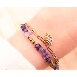 BRACELET HORUS DORÉ AMÉTHYSTE