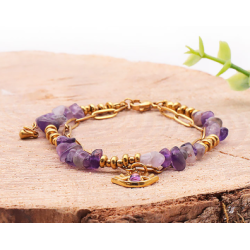 BRACELET HORUS DORÉ AMÉTHYSTE