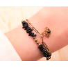 BRACELET HORUS DORÉ OBSIDIENNE NOIRE