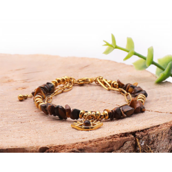 BRACELET HORUS DORÉ OEIL DE TIGRE