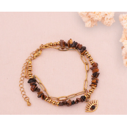 BRACELET HORUS DORÉ OEIL DE TIGRE