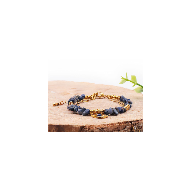 BRACELET HORUS DORÉ SODALITE