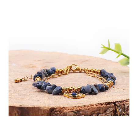 BRACELET HORUS DORÉ SODALITE