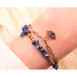 BRACELET HORUS DORÉ SODALITE