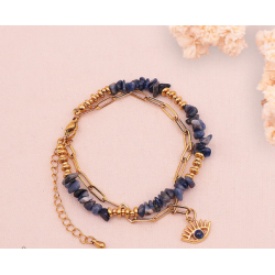 BRACELET HORUS DORÉ SODALITE